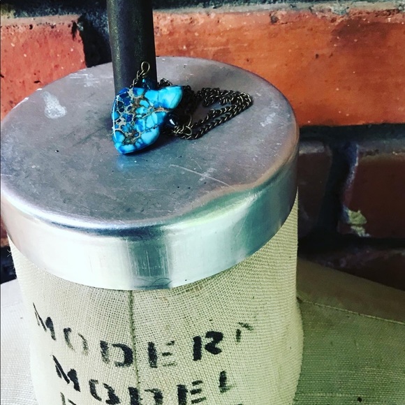 Handmade “Rock On” Aqua Blue Imperial Jasper Necklace by McGlamorous - Picture 7 of 9